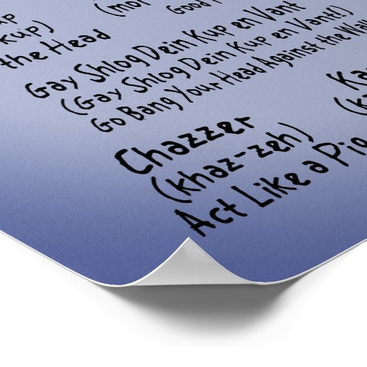 Zeg het in het Jiddisch Poster (Hoek)