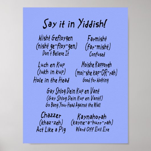 Zeg het in het Jiddisch Poster (Voorkant)