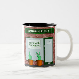 Zeg het met bloemen tweekleurige koffiemok
