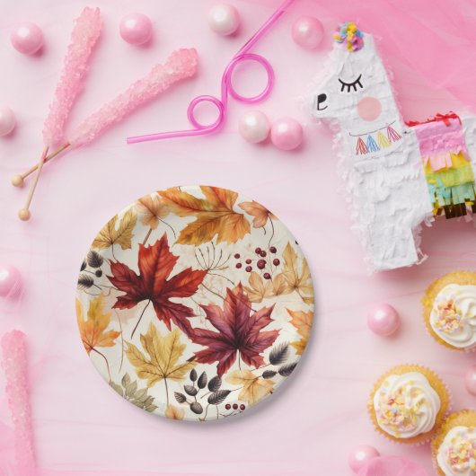 Zeg het met herfstbladeren 3 - papieren bordje (Feest)