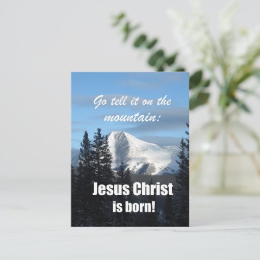 Zeg het op de Berg: Jezus Christus is geboren! Briefkaart (Staand voorkant)