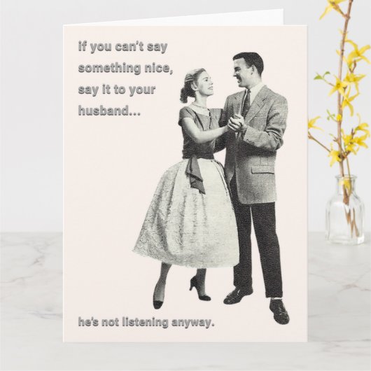 Zeg het tegen je man grappige ?retro groet kaart (Gele Bloem)