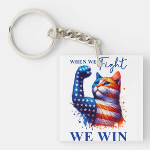 Zeg het tegen mijn gezicht Cat Lady Kamala USA Sleutelhanger
