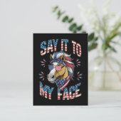 Zeg het tegen mijn gezicht grappig paard feestdagenkaart (Staand voorkant)