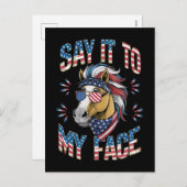 Zeg het tegen mijn gezicht grappig paard feestdagenkaart (Voorkant / Achterkant)