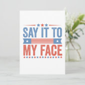 Zeg het tegen mijn gezicht Kamala Harris Verkiezin Bedankkaart (Staand voorkant)