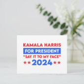 Zeg het tegen mijn gezicht Kamala Harris voor Pres Briefkaart (Staand voorkant)