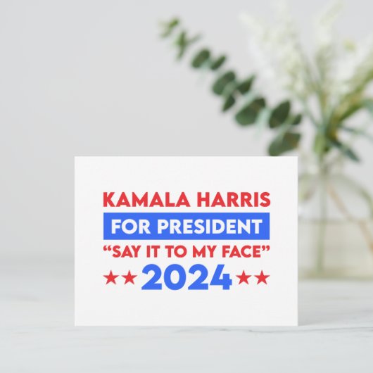 Zeg het tegen mijn gezicht Kamala Harris voor Pres Briefkaart (Staand voorkant)