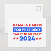 Zeg het tegen mijn gezicht Kamala Harris voor Pres Briefkaart (Voorkant / Achterkant)