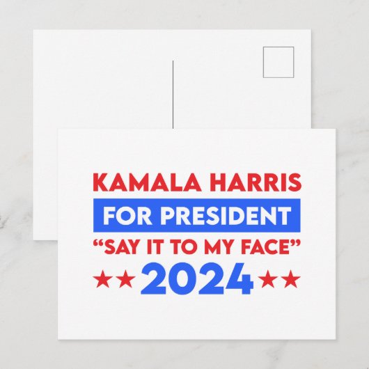 Zeg het tegen mijn gezicht Kamala Harris voor Pres Briefkaart (Voorkant / Achterkant)