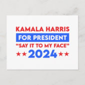 Zeg het tegen mijn gezicht Kamala Harris voor Pres Briefkaart (Voorkant)
