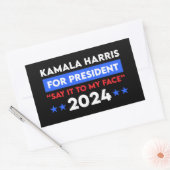 Zeg het tegen mijn gezicht Kamala Harris voor Pres Rechthoekige Sticker (Envelop)