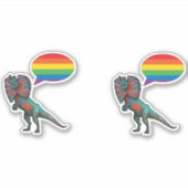 Zeg het! Zeg homo! LGBTQIA+ dinosaurus Sticker (Voorkant)