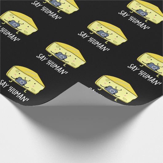 Zeg Human Funny Photographer Cheese Dark BG Cadeaupapier (Hoek)