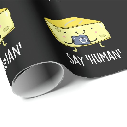 Zeg Human Funny Photographer Cheese Dark BG Cadeaupapier (Rol Hoek)