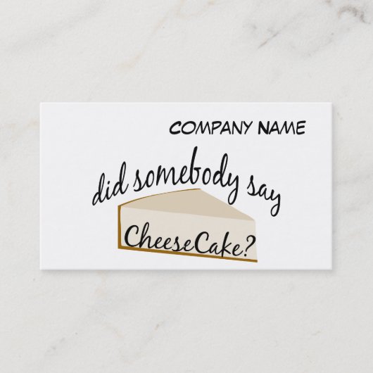 Zeg iemand Cheesecake? Visitekaartje (Voorkant)