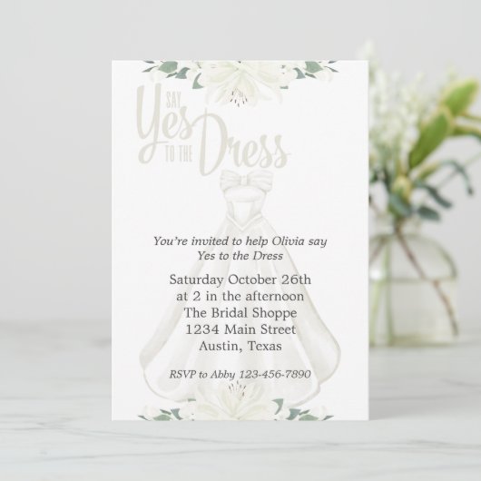 Zeg ja tegen de bruidsjurk kaart (Staand voorkant)