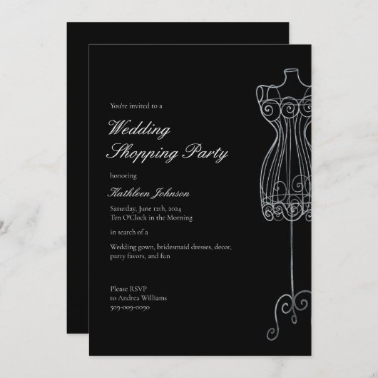 Zeg ja tegen de jurk bruidsmeisje Shopping Party Kaart (Voorkant / Achterkant)