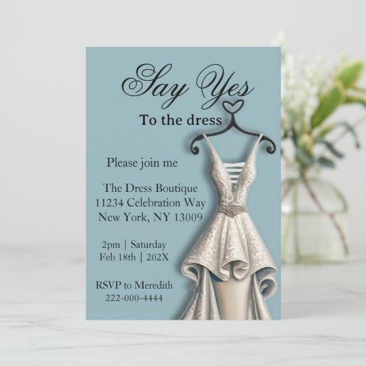 Zeg ja tegen de jurk kaart (Staand voorkant)