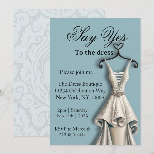 Zeg ja tegen de jurk kaart (Voorkant / Achterkant)