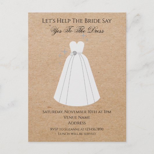 Zeg ja tegen de jurk Kraft retouradres uitnodiging (Voorkant)