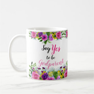 Zeg ja tegen Roze Floral Godparent Voorstel Koffiemok