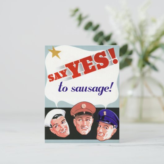 Zeg ja tegen worst briefkaart (Staand voorkant)