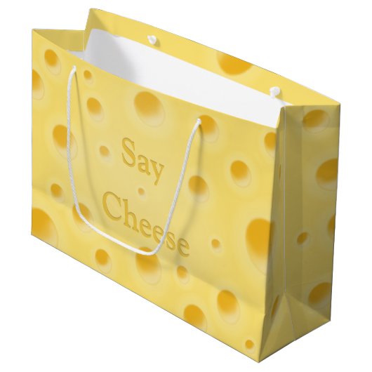 "Zeg kaas" Cute Cutomizable Holey Yellow Cheese Groot Cadeauzakje (Voorkant Gekanteld)