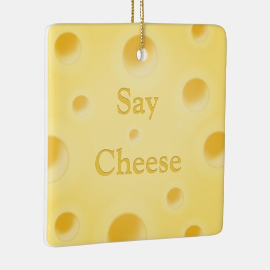 "Zeg kaas" Cute Cutomizable Yellow Cheese Slice Keramisch Ornament (Rechts)