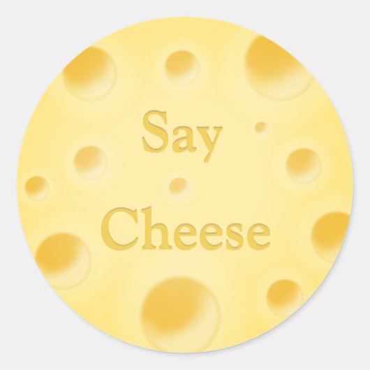"Zeg kaas"  Cute Holey Swiss Cheese Ronde Sticker (Voorkant)