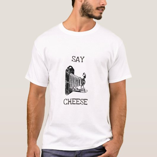 Zeg kaas - Funny Camera T-Shirt (Voorkant)