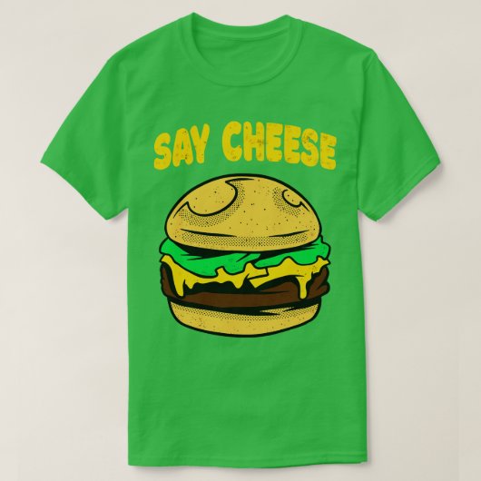 Zeg kaas Grappig Burger Cheeseburger Retro eten T-shirt (Design voorkant)