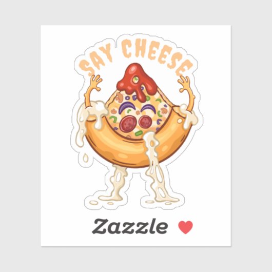 Zeg kaas pizza plak karakter sticker (Vel)