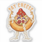 Zeg kaas pizza plak karakter sticker (Voorkant)