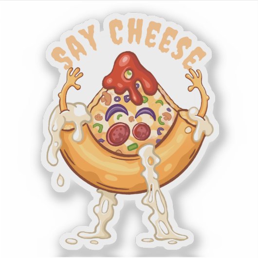 Zeg kaas pizza plak karakter sticker (Voorkant)