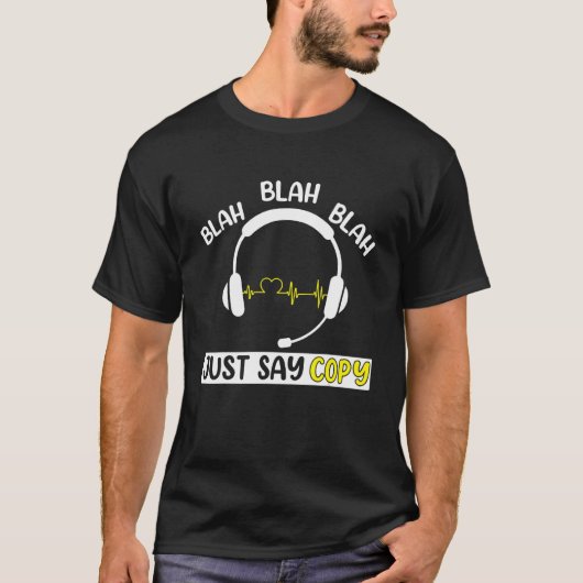 Zeg maar Copy 911 Dispatcher dunne gele lijn T-shirt (Voorkant)