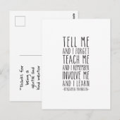 Zeg me en ik vergeten Benjamin Franklin Quote Briefkaart (Voorkant / Achterkant)