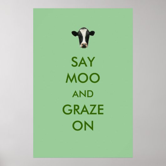 Zeg Moo en Grijze op het Poster van de Grappig Koe (Voorkant)