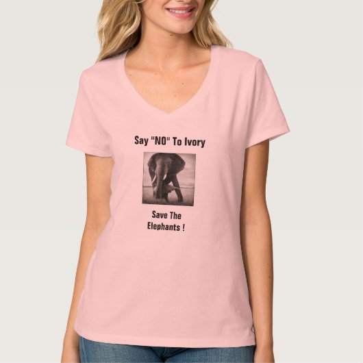 ZEG "NEE" OM DE ELEPHANTS OP TE SLAAN. T-SHIRT (Voorkant)