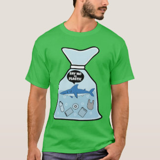 Zeg nee plastic haai vinyl beste vriend cadeau mei t-shirt