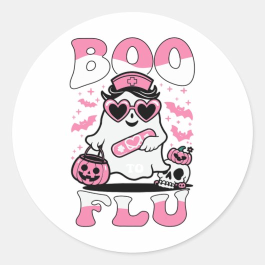 Zeg nee tegen de griepverpleegsters spook Hallowee Ronde Sticker (Voorkant)