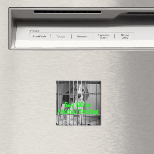 "Zeg nee tegen dierproeven" Beagle magnet (Insitu (Vaatwasser))