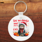 Zeg nee tegen drugs en ja tegen katten sleutelhanger (Achterkant)