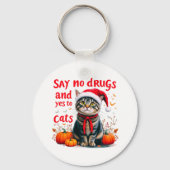 Zeg nee tegen drugs en ja tegen katten sleutelhanger (Achterkant)