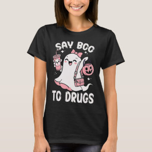 Zeg nee tegen drugs Grappig Halloween Red Ribbon T-shirt