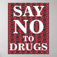 Zeg Nee tegen Drugs met Schedels en Pillen Illustr