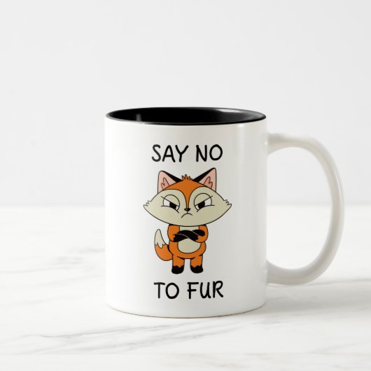 Zeg nee tegen Fur - Sad Fox Tweekleurige Koffiemok (Rechts)