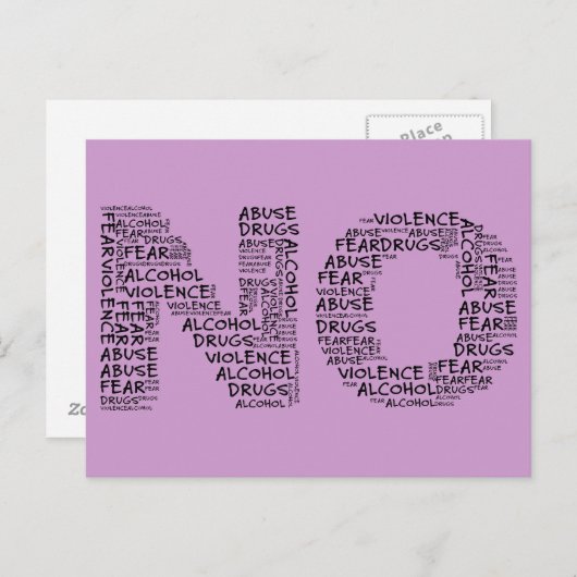 Zeg nee tegen geweld, misbruik, drugs, alcohol en  briefkaart (Voorkant / Achterkant)