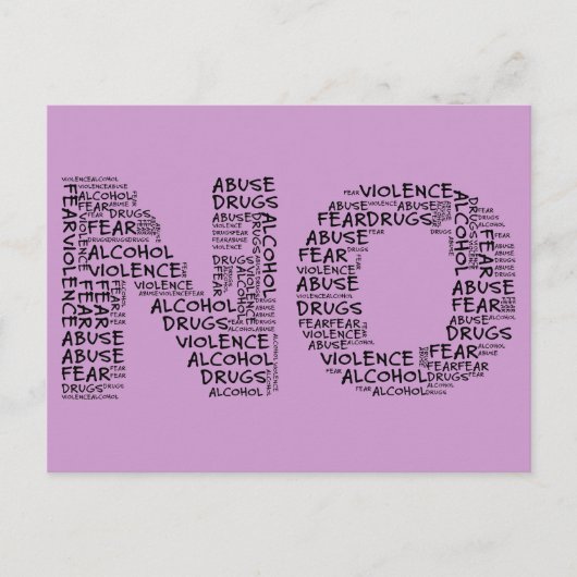 Zeg nee tegen geweld, misbruik, drugs, alcohol en  briefkaart (Voorkant)