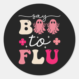 Zeg nee tegen het griepprik vaccin Grappige Hallow Ronde Sticker